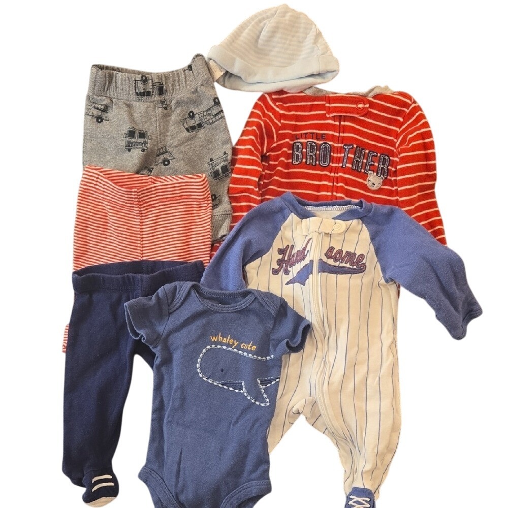 Carter's Newborn Boy's‎ Clothing Bundle Pants Bodysuit Hat 100% Cotton